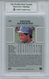 Deion Sanders Autographed/Signed 1990 Leaf Trading Card BAS Slab 32092