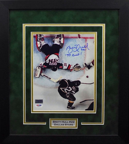 BRETT HULL AUTOGRAPHED DALLAS STARS STANLEY CUP 8x10 FRAMED PHOTO PSA/DNA