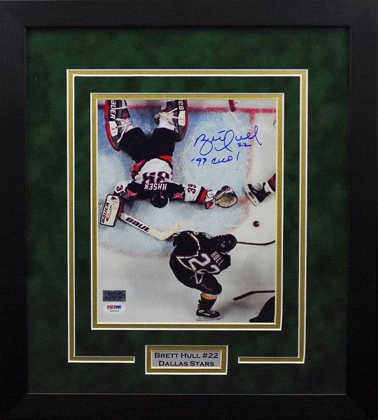 BRETT HULL AUTOGRAPHED DALLAS STARS STANLEY CUP 8x10 FRAMED PHOTO PSA/DNA