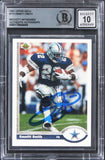 Cowboys Emmitt Smith Signed 1991 Upper Deck #172 Card Auto 10! BAS Slabbed