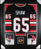 ANDREW SHAW (Blackhawks black TOWER) Signed Autographed Framed Jersey JSA