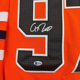 Framed Autographed/Signed Connor McDavid 35x39 Edmonton Orange Jersey BAS COA