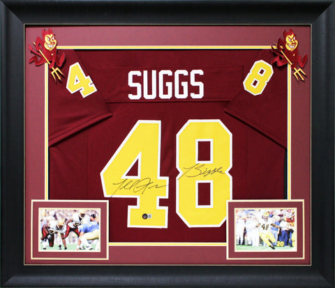 Terrell Suggs "T-Sizzle" Signed Maroon Pro Style Framed Jersey BAS Witnessed