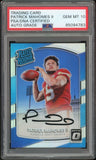 2017 Donruss Optic Rated Rookie Holo Patrick Mahomes RC PSA/DNA Auto GEM MINT 10