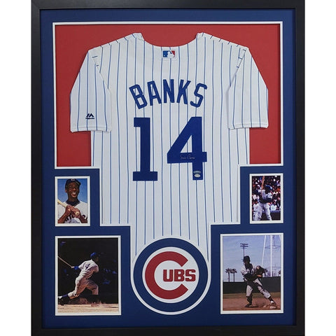 Ernie Banks Autographed Signed Framed Chicago Cubs Jersey TRISTAR