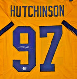 Aidan Hutchinson Signed Michigan Wolverines Throwback Jersey (Beckett) Def. End
