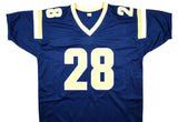 Marshall Faulk Autographed Blue Pro Style Jersey w/ HOF - Beckett W Hologram