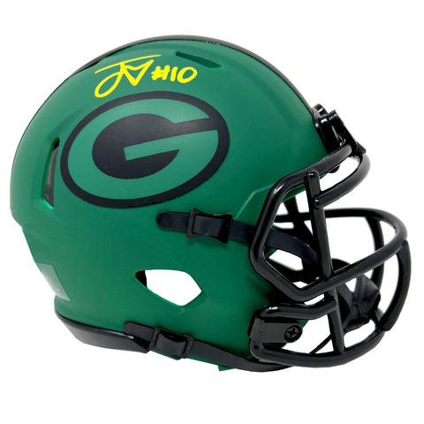 Jordan Love Green Bay Packers Signed Yellow Ink Riddell Rave Mini Helmet JSA