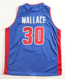 Rasheed Wallace Signed Detroit Pistons Blue Jersey (Beckett) 2004 NBA Champion