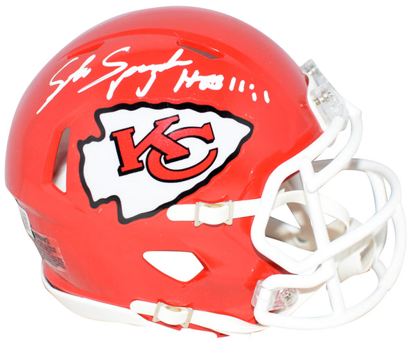 STEVE SPAGNUOLO SIGNED KANSAS CITY CHIEFS SUPER BOWL LVII 57 MINI HELMET BECKETT