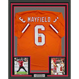 Framed Autographed/Signed Baker Mayfield 35x39 Tampa Bay Orange Jersey BAS COA