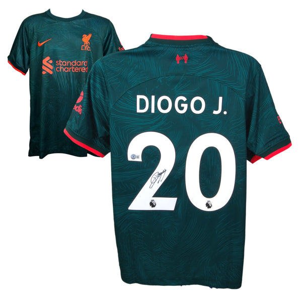 Diogo Jota Signed Liverpool Away Soccer Jersey #20 with Beckett COA