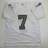 Autographed/Signed Geno Smith Oakland White Color Rush Jersey Beckett BAS COA
