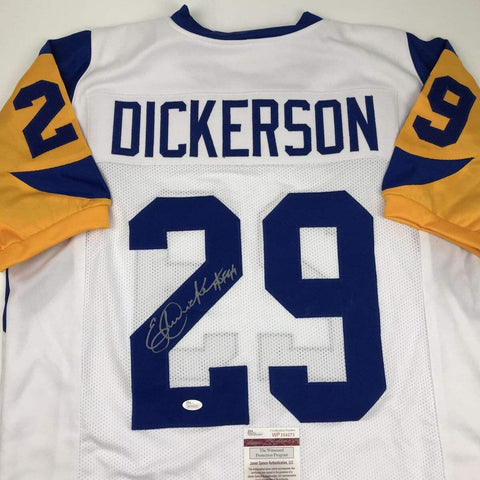 Autographed/Signed Eric Dickerson HOF 99 Los Angeles LA White Jersey JSA COA