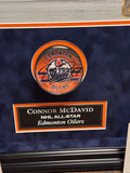 Connor McDavid Oilers Signed Autographed Puck Collage Framed To 14x23 Fanatics