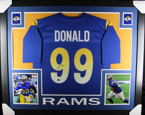 AARON DONALD (Rams blue SKYLINE) Signed Autographed Framed Jersey Beckett