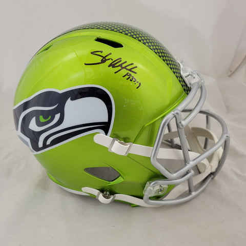 SHAUN ALEXANDER SIGNED SEATTLE SEAHAWKS FS FLASH SPEED REPLICA HELMET BECKETT QR