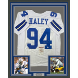 Framed Autographed/Signed Charles Haley 33x42 Dallas White Jersey JSA COA