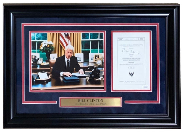 Bill Clinton Signed In Blue Framed Impeachment Letter Monica Lewinsky JSA