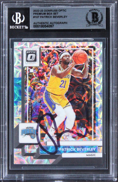 Magic Patrick Beverley Signed 2022 Donruss Optic Prem Box Set #107 Card BAS Slab