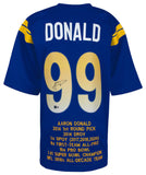Aaron Donald Signed Blue Custom Embroidered Stat Football Jersey - (BECKETT COA)
