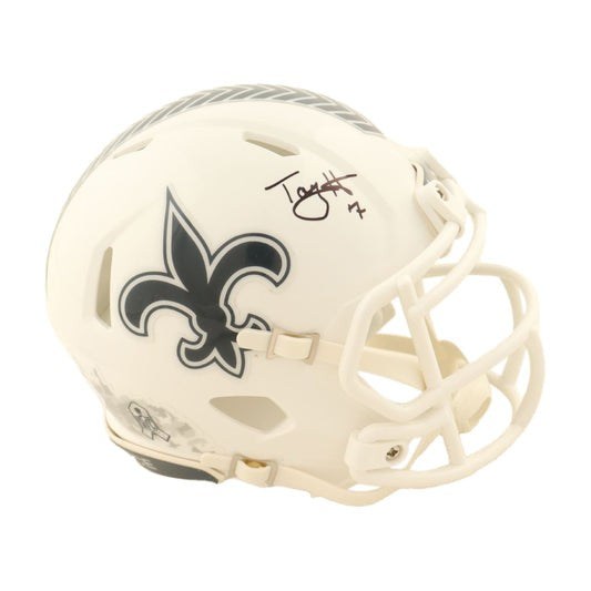 Taysom Hill Autographed New Orlens Salute To Service 2024 Mini Helmet - JSA