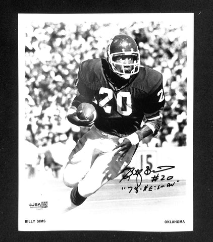 Billy Sims Signed/Autographed 8x10 Photo 78 Heisman Oklahoma JSA 214271