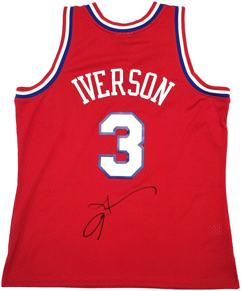 76ERS ALLEN IVERSON AUTOGRAPHED MITCHELL & NESS 2002-03 JERSEY XL BECKETT 245736