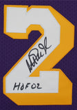 Lakers Magic Johnson "HOF 02" Signed M&N HWC Authentic Purple Framed Jersey BAS