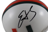 Edgerrin James Autographed Miami Hurricanes Mini Helmet Beckett Witness 54762