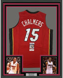 FRAMED Autographed/Signed MARIO CHALMERS 35x39 Red Jersey JSA COA