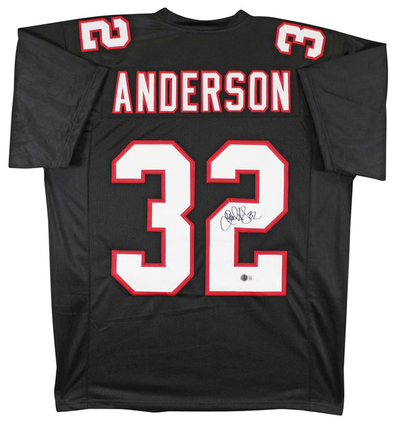 Jamal Anderson Authentic Signed Black Pro Style Jersey Autographed BAS Witnessed