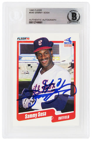 Sammy Sosa Signed White Sox 1990 Fleer Rookie Card #548 - (Beckett Encapsulated)