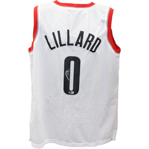 Damien Lillard Autographed/Signed Pro Style White Jersey Beckett 43420