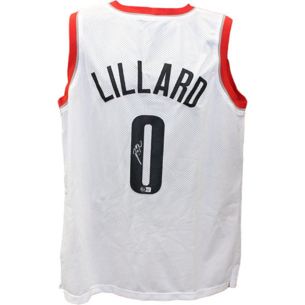 Damien Lillard Autographed/Signed Pro Style White Jersey Beckett 43420