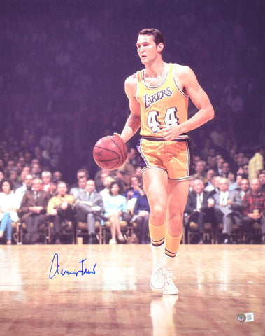 Jerry West Autographed Los Angeles Lakers 16x20 Dribbling Photo-Beckett Hologram