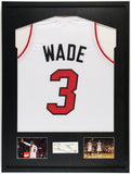 Dwyane Wade Signed Framed Cut Display w/ Jersey Swatch (PSA) Miami Heat Guard