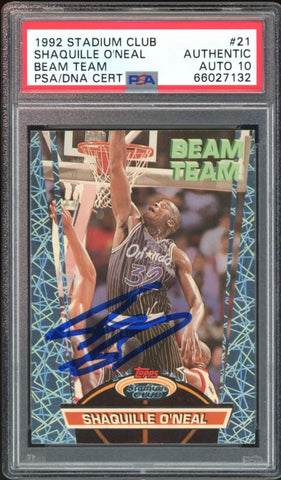 1992 Topps Stadium Club Beam Team Shaquille O'Neal RC Authentic PSA/DNA Auto 10