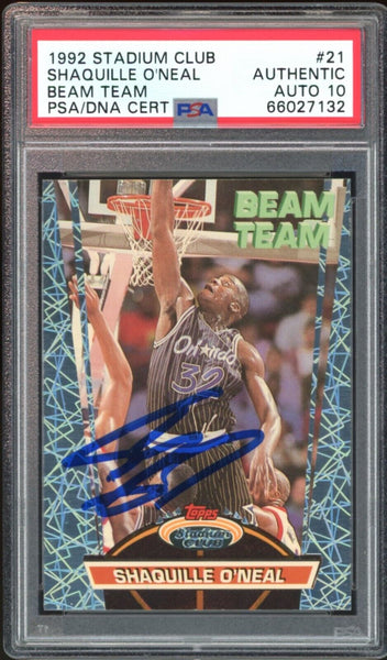 1992 Topps Stadium Club Beam Team Shaquille O'Neal RC Authentic PSA/DNA Auto 10