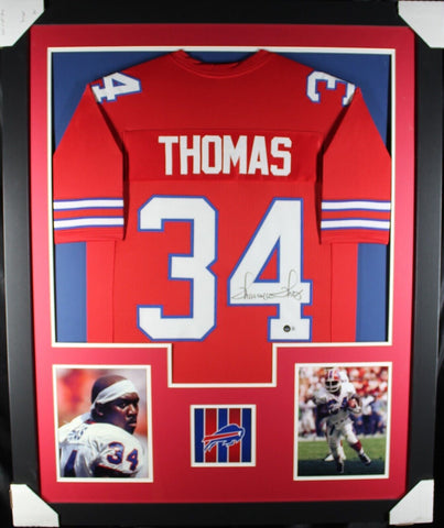 Thurman Thomas (Bills red TOWER) Signed Autographed Framed Jersey Beckett