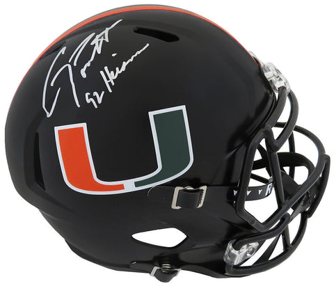 Gino Torretta Signed Miami Black Riddell F/S Speed Rep Helmet w/Heisman (SS COA)