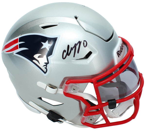 Christian Gonzalez Autographed Patriots Speedflex Midi Helmet Beckett