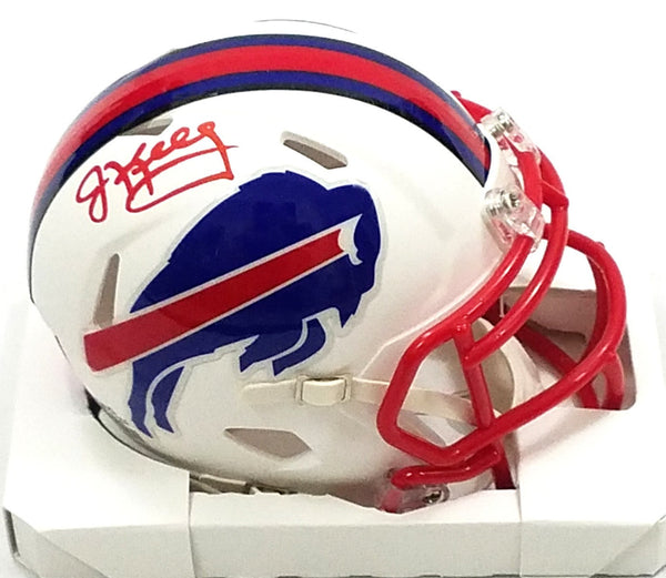 Jim Kelly Signed Buffalo Bills Flat White Speed Mini Helmet Beckett