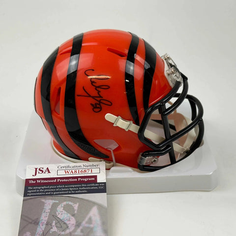 Autographed/Signed Ickey Woods Cincinnati Bengals Mini Football Helmet JSA COA
