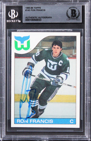 Whalers Ron Francis Authentic Signed 1985 Topps #140 Card BAS Slabbed
