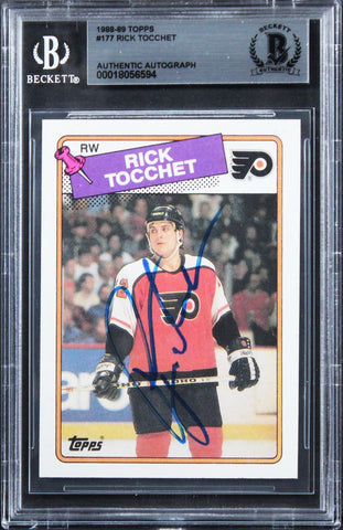 Flyers Rick Tocchet Authentic Signed 1988 Topps #177 Card BAS Slabbed