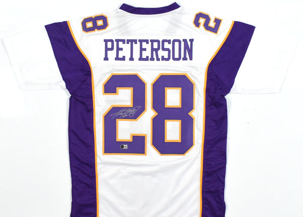 Adrian Peterson Autographed White Pro Style Jersey - Beckett W Hologram
