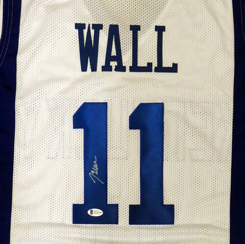 KENTUCKY WILDCATS JOHN WALL AUTOGRAPHED WHITE JERSEY BECKETT BAS STOCK #192169