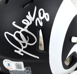 Marshall Faulk Autographed Rams Flat Black Speed Mini Helmet-Beckett W Hologram