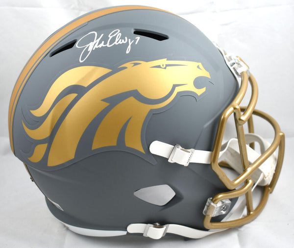 John Elway Autographed Denver Broncos F/S Slate Speed Helmet
